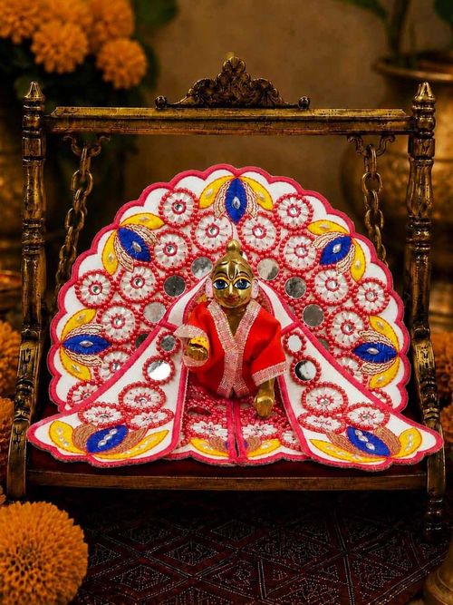 Darpanika Sukumaar Red Fancy Poshak for Laddu Gopal Ji