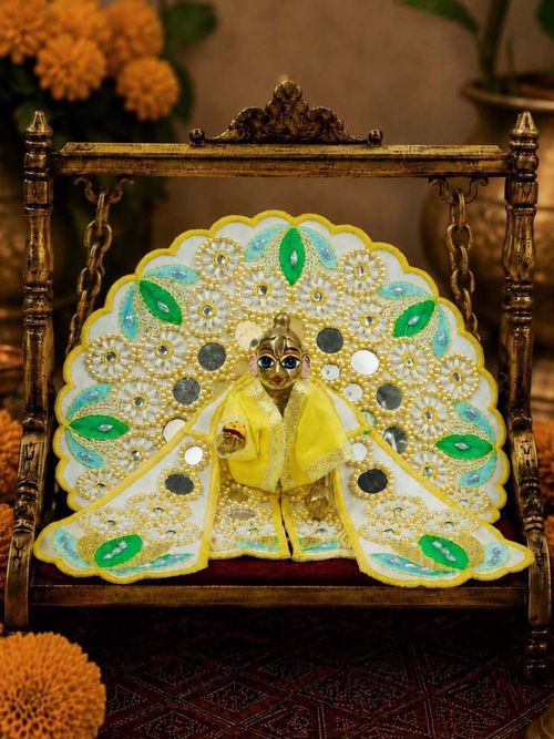 Darpanika Sukumaar Yellow Fancy Poshak for Laddu Gopal Ji