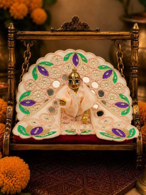 Darpanika Sukumaar Peach Fancy Poshak for Laddu Gopal Ji
