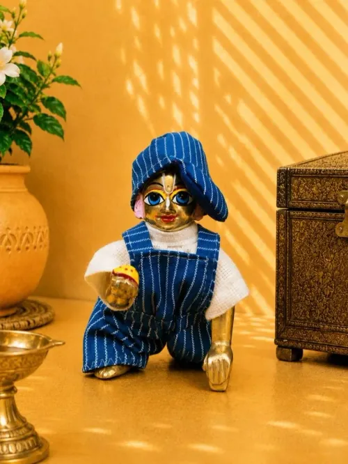 Nityo Stripes Blue Bib Suit for Thakurji