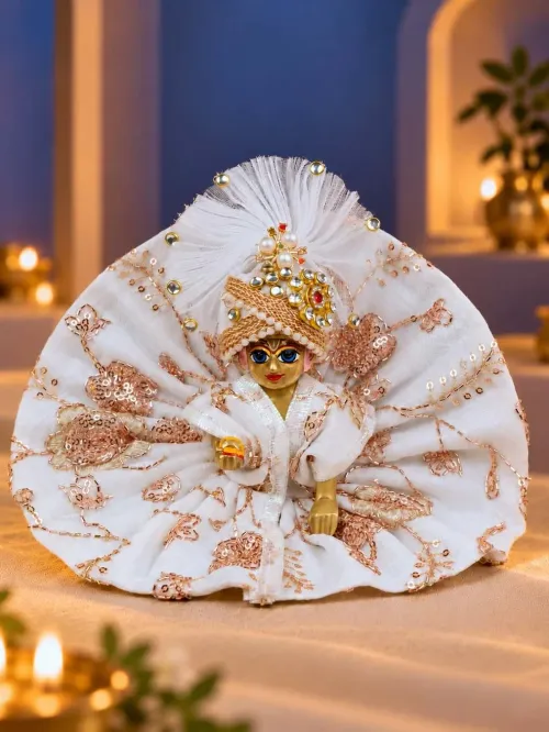Hemjyotsna Sharad Purnima Classic Gol Laddu Gopal Poshak with Mukut and Potli