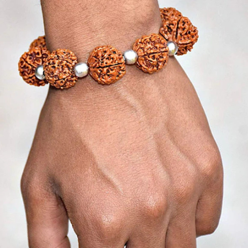 Charming 5 Mukhi Rudraksha & Parad Beads Bracelet
