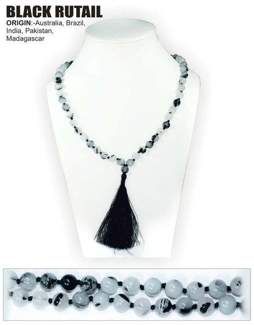 Black Rutail Gems Mala