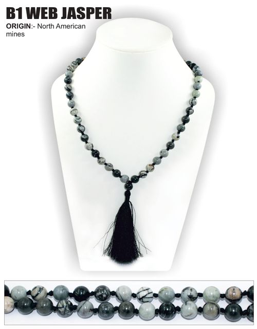 Black Web Jasper Gems Mala