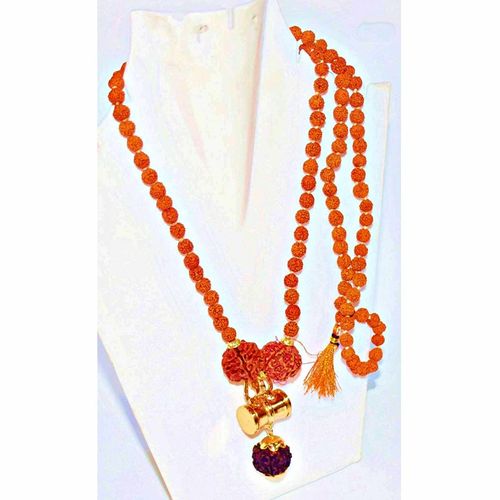 5 Mukhi Rudraksha Damru Design Kavach Mala