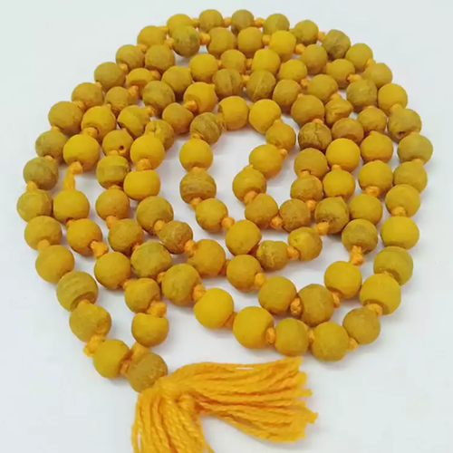 Natural Haldi Jaap Mala with Gaumukhi Jaap Bag Free