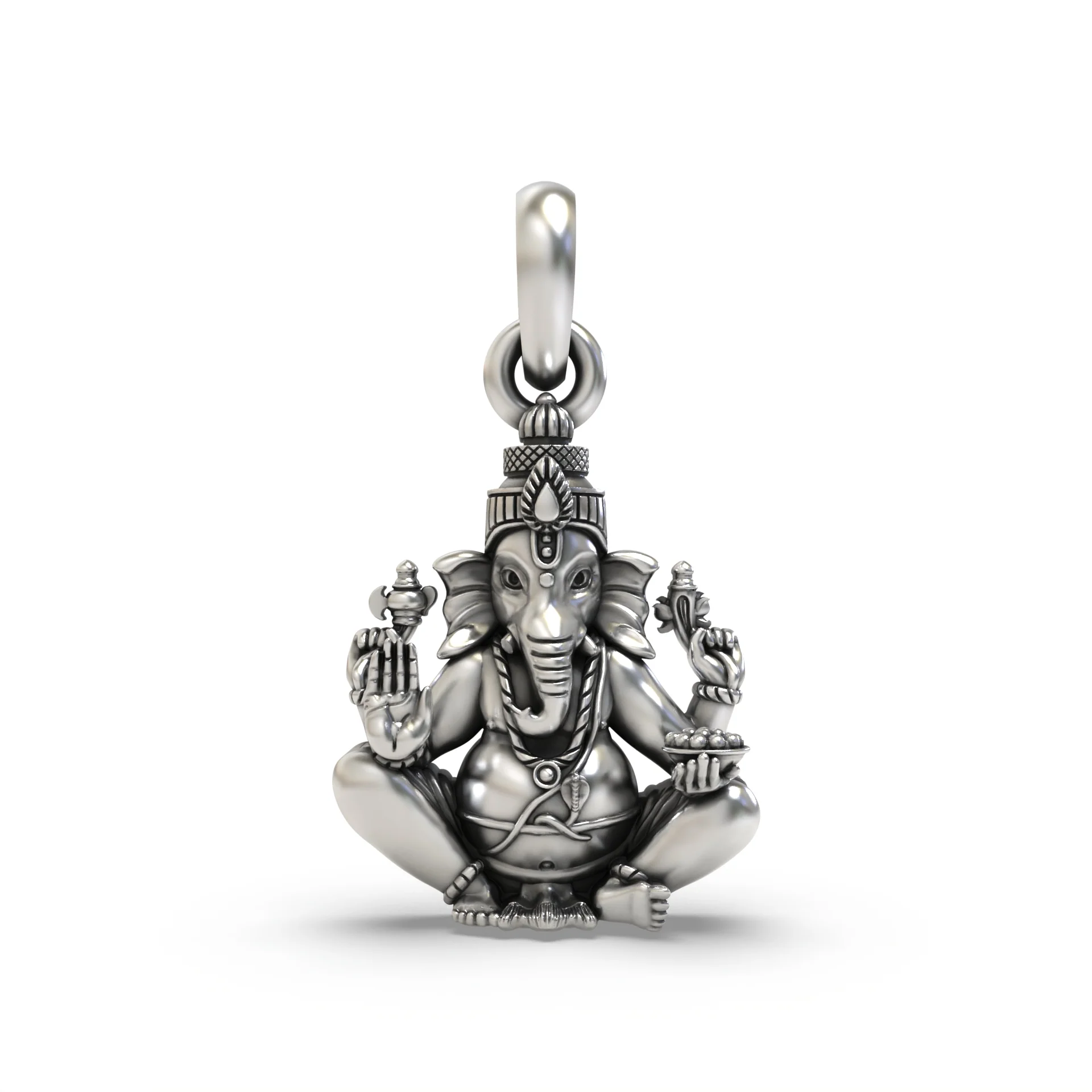 Small Sitting Ganesha Silver Pendant product image