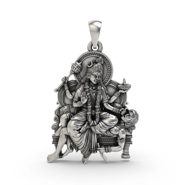 Maa Baglamukhi 925 Silver Pendant for Protection, Victory & Divine Shakti product image