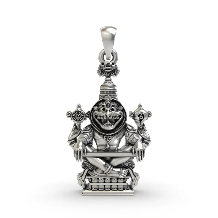 925 Silver Narsimha Bhagwan Mantra Pendant – ISKCON Lord Narasimha Protection Jewelry product image