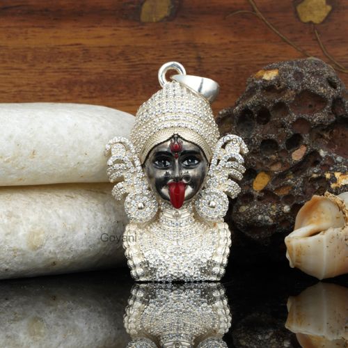 Kali Maa 925 Silver Pendant with Enamel  Premium Stone  Divine Protection Amulet for Strength 