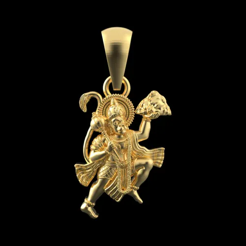 18K Gold Vermeil Flying Hanuman Pendant – 925 Silver Temple Jewelry | Symbol of Freedom, Strength & 