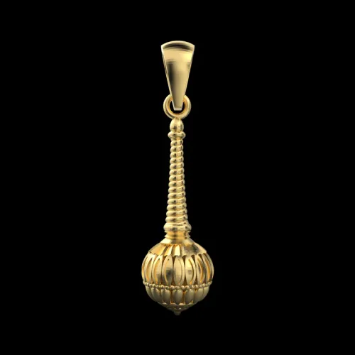 18K Gold Vermeil Gada Pendant – 925 Silver Temple Jewelry | Symbol of Strength, Courage & Devotion