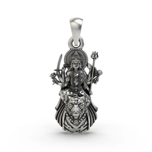 925 Silver Ambemaa Pendant | Goddess Durga Mata Jewelry | Spiritual Hindu Amba Pendant 