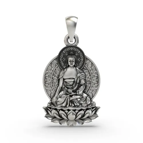 925 Silver Buddha on Lotus Pendant | Spiritual Buddhist Jewelry | Peace & Enlightenment Necklace for