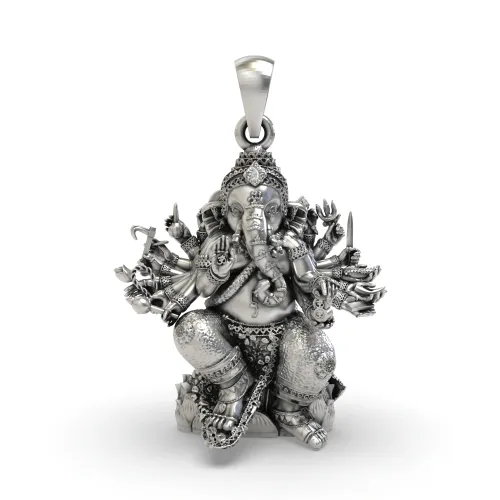 Anizors Vinayaka Sculpture Pendant | 925 Silver Ganesha Pendant