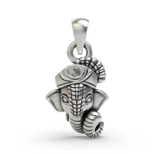 Ganesha Face 925 Silver Pendant – Lord Ganpati Jewelry for Wisdom & Blessings 