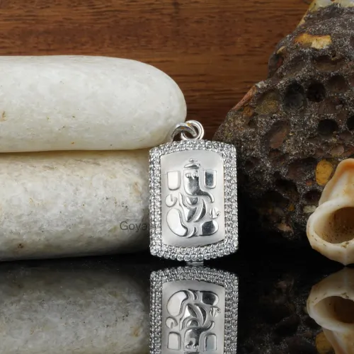 925 Silver Diamond Ganesh Pendant – Handmade Ganesha Necklace | Hindu God Jewelry