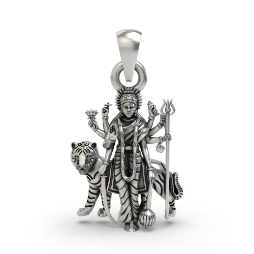 Durga Maa Pendant in Pure 925 Silver | Powerful Divine Goddess Jewelry for Strength & Protection