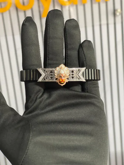925 Silver Hanumanji Bracelet – Spiritual Hindu Jewelry – Protection & Strength 