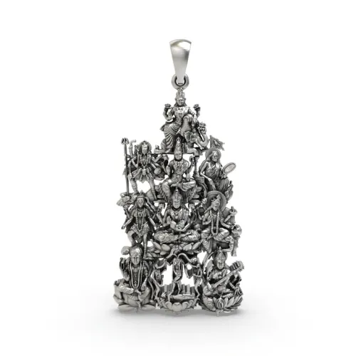 925 Silver Dasmahavidya Devi Pendant – Sacred Divine Feminine Symbol for Protection