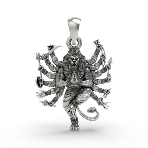 925 Silver Narsimha Bhagwan Pendant | Divine Lord Narsimha Pendant for Protection & Strength