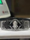 925 Silver Hanumanji Bracelet | Intricate Mina Work, Diamond Accents, Spiritual Hindu Jewelry thumbnail 2
