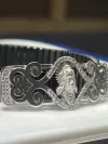 925 Silver Hanumanji Bracelet | Intricate Mina Work, Diamond Accents, Spiritual Hindu Jewelry thumbnail 5