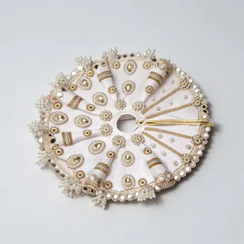 White Embellished Laddu Gopal Ji Poshak with Pagdi