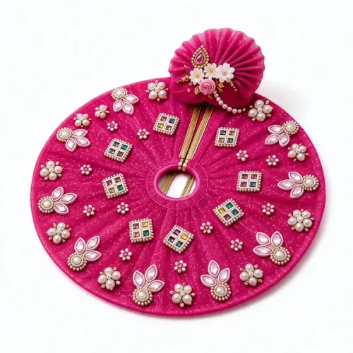 Laddu Gopal Ji Embellished Net Dress with Pagdi
