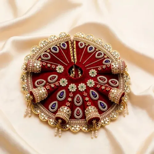 Red Laddu Gopal Ji Poshak with Pagdi – Net Fabric Idol Dress