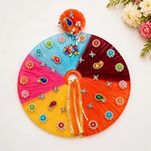 Multicolor Laddu Gopal Ji Poshak with Pagdi – Net Fabric Idol Dress