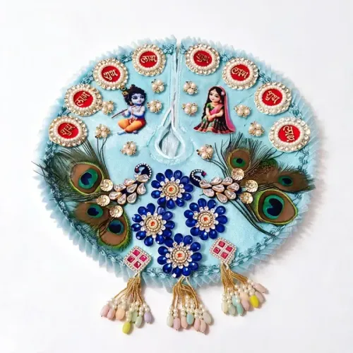 Sky Blue Laddu Gopal Ji Poshak with Pagdi – Net Fabric Idol Dress Set