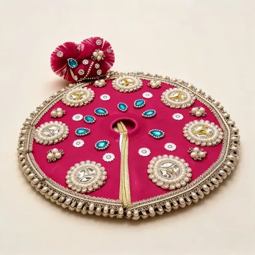 Pink Laddu Gopal Ji Poshak with Pagdi – Net Fabric Deity Dress