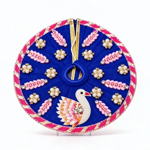 Blue And Pink Laddu Gopal Ji Poshak With Pagdi – Net Fabric Idol Dress