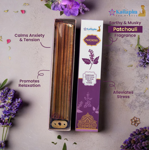 Kailapira Patchouli Incense Sticks – 8” Premium Dhoop Batti, Incense Sticks (Pack of 4 ) - 20 each