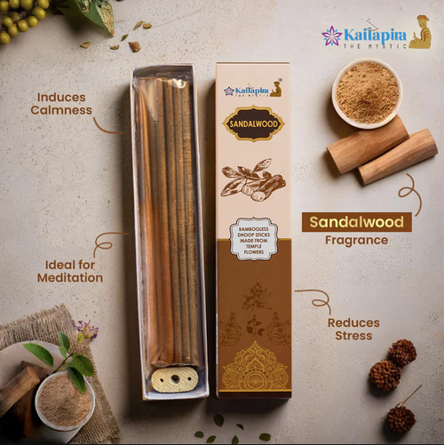 Kailapira Sandalwood Incense sticks – 8” Premium Dhoop Batti, Incense Sticks (Pack of 4) - 20 each