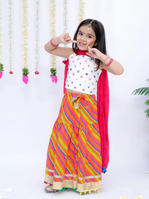 Rangeela Embroidered Cotton Lehenga Choli for Girls – Multi