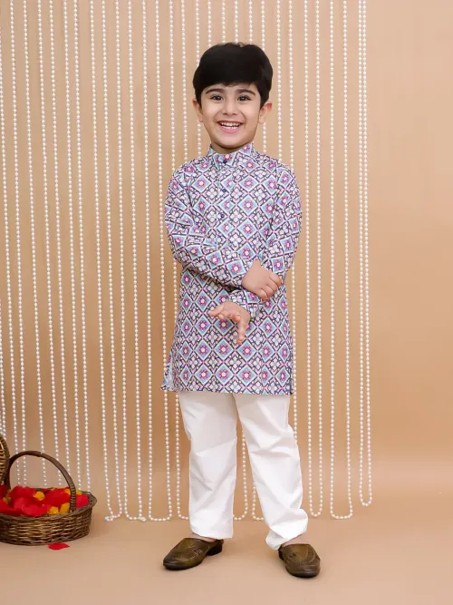 Boys Embroidered Cotton Kurta Pyjama Set