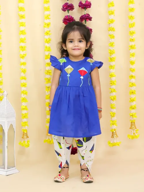 Kite Embroidered Kurti Dhoti Set for Girls