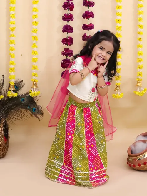 Radha Pure Cotton Printed Lehenga Choli With Dupatta Set For Girls