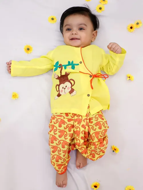 Badmash Bandar Kurta Dhoti Set for Boys – Yellow
