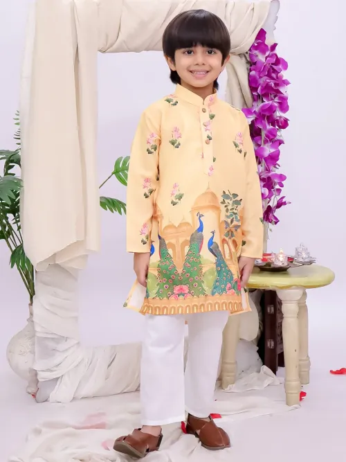 Cotton Printed Kurta Pyjama Set For Boys
