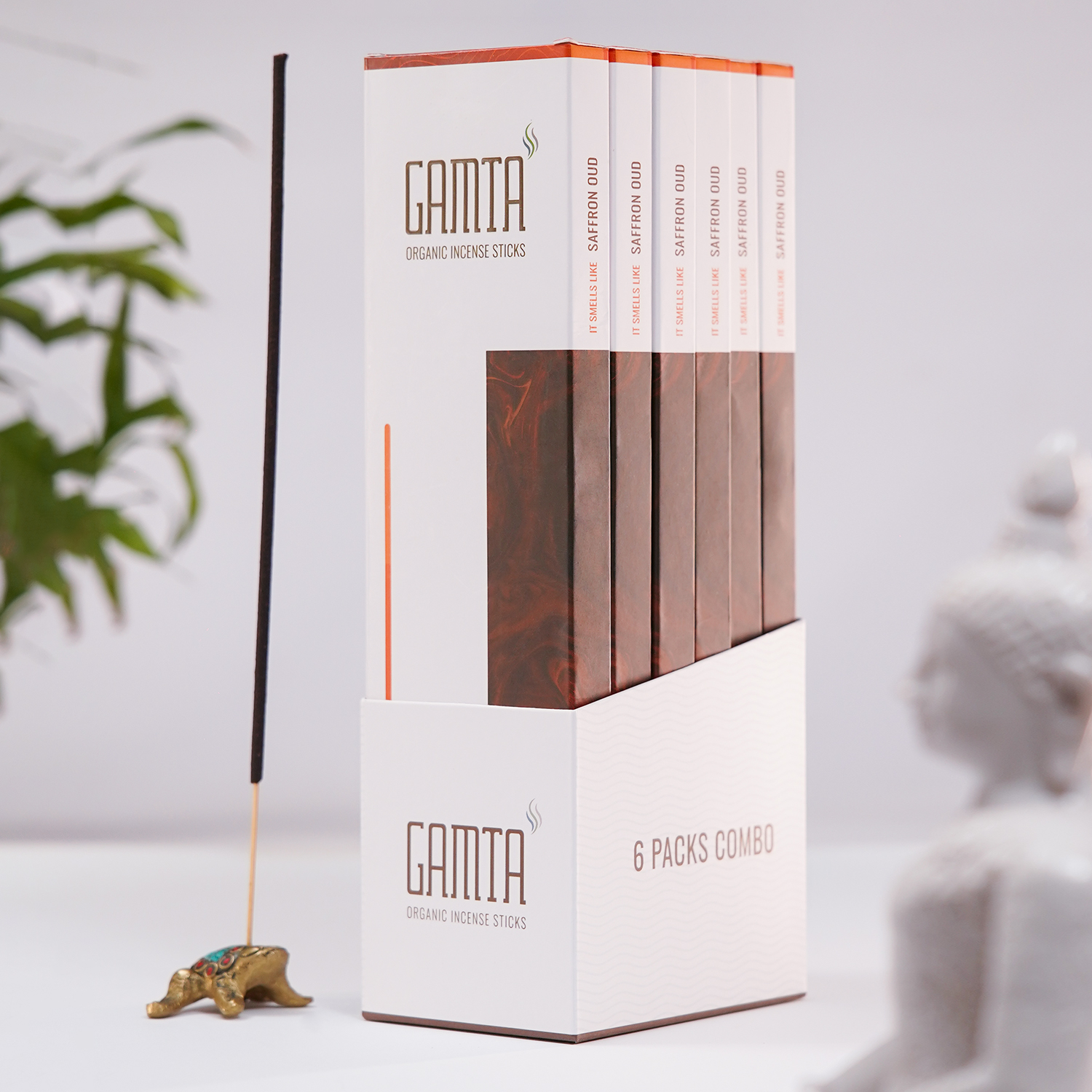 Gamta Organic Incense Sticks (Saffron Oud – 6 Pack Combo) product image