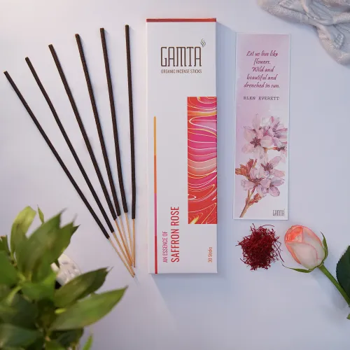 Saffron Rose Incense Sticks: Elevate Your Space with Nature's Harmony ( Pack of 5 )