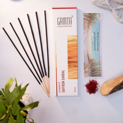 Saffron Sandal Incense Sticks - Elevate Your Space with Serenity and Richness ( Pack of 5 )
