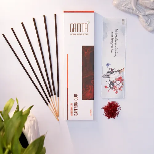 Saffron Oud Incense Sticks: Elevate Your Atmosphere with Premium Organic Agarbatti ( Pack of 5 )