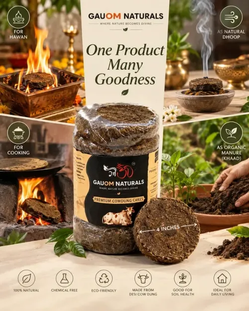 Gauom Naturals Premium Cowdung Cakes 6 Inches