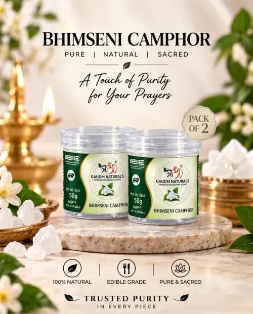 Natural Edible Bhimseni Camphor Crystals 50G (Pack of 2)