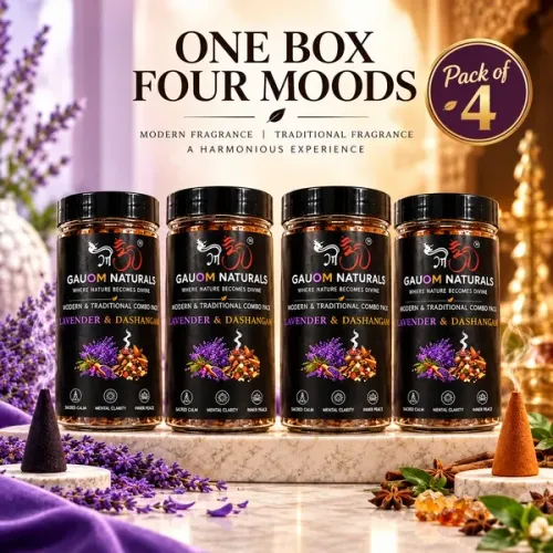 Natural Lavender and Dashangam Dhoop Cones Combo (Pack of 4)