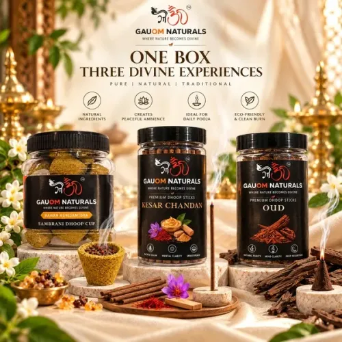 Hawan Sambrani Dhoop Cups and Oud, Kesar Chandan Premium Dhoop Sticks Pack of 3 (20 pcs, 35 pcs X 2)
